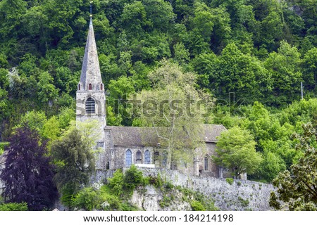 MONTREUX, SWITZERLAND - MAY 20, 2013: Temple Saint-Vincent, the former Catholic church, known as the temple of Montreux due to its Protestant faithful, rebuilt after a fire in 1476,  restored in 1968