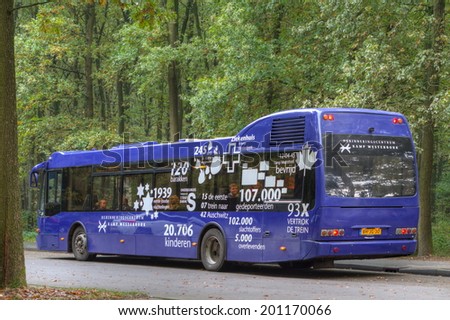 Westerbork, Netherlands: October 15, 2013 - Shuttle bus to the former camp site Westerbork, Netherlands
