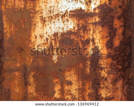 Old scratched texture of rusty metal with paint, for design
