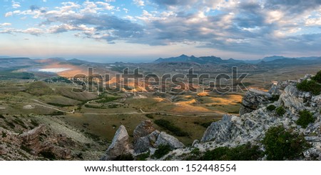 Mountain landscape with clouds and beautiful valley