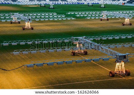 The lighting system at the stadium grass