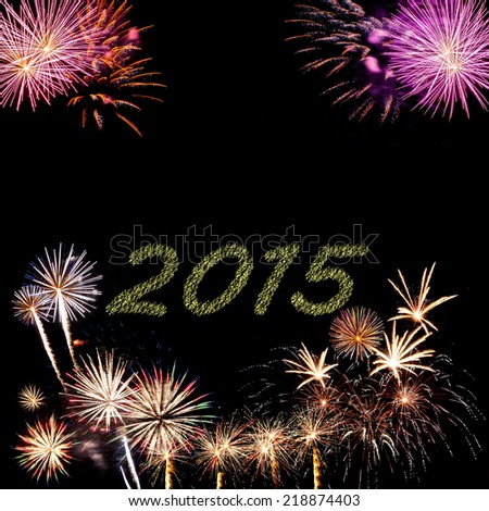 2015 New Year and Christmas holiday fireworks in sky