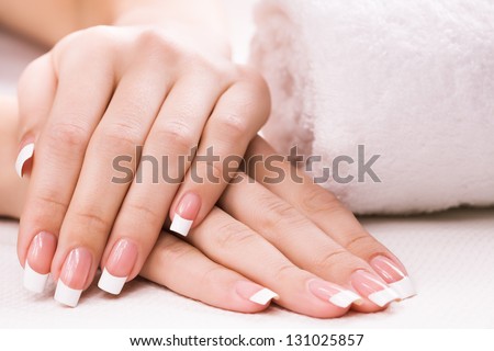 female hands with towel