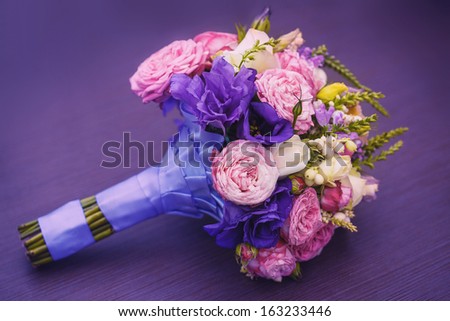 beautiful wedding bouquet on the table