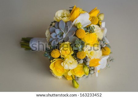 beautiful wedding bouquet on the table