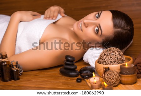 beautiful brunette in a massage parlor
