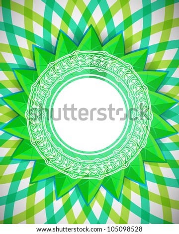 cute circle banner with green leaves