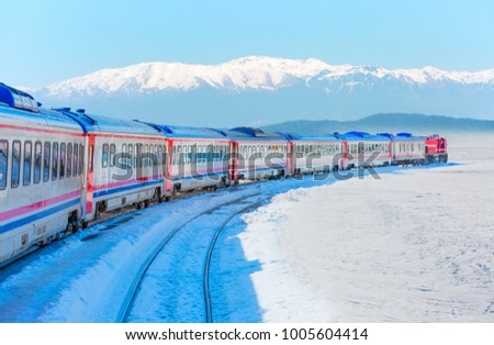 Detail of train wagons of the (Diesel Train) East express between Ankara and Kars, Turkey