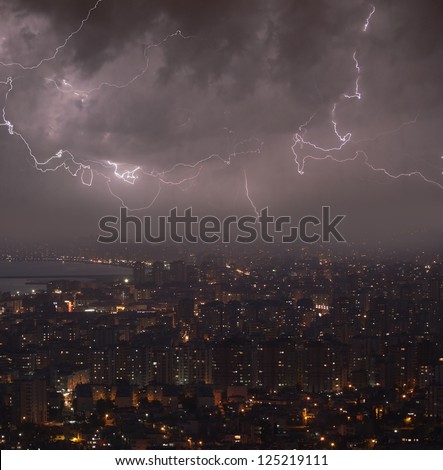 thunderstorm over the city