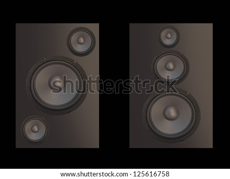 music speaker isolated on black background