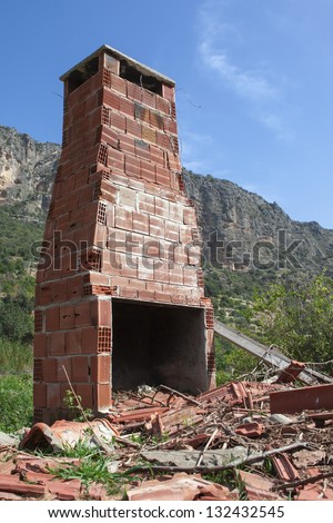 brick fireplace left standing in home destroyed