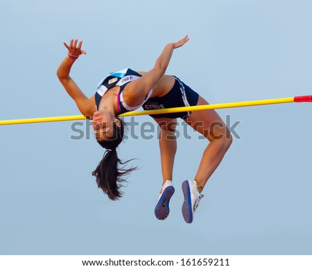 Mersin - Turkey - June 29: High Jumper Leontia Kallenu (Cyprus Athlete) Competes At The Mediterranean Games Championships June 29, 2013 In Mersin Turkey