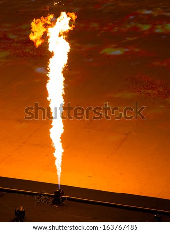 stadium concert, a flame thrower