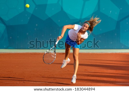 MERSIN, TURKEY - JUNE 24: Sakkari Maria of Greece in her third round loss to Di Sarraf Italy at the 2013 Mediterranean Games on June 24, 2013 in Mersin, Turkey