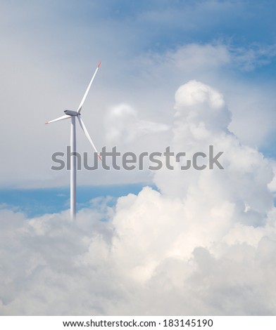 Wind turbines generating electricity (the cloud blows the winds)