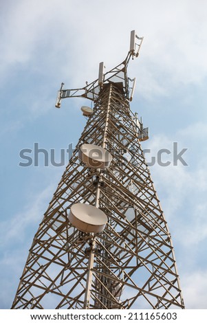phone base station with TV and wireless internet antennas