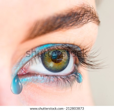 Closeup image of crying yellow eye