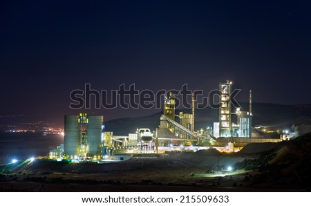 cement factory at night