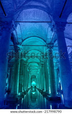Underground basilica cistern ,turquoise