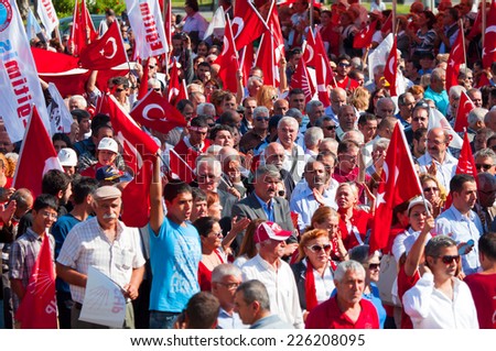 MERSIN, TURKEY - OCTOBER 29: Turkish Republic day celebrations. October 29, 2012 in Mersin, Turkey