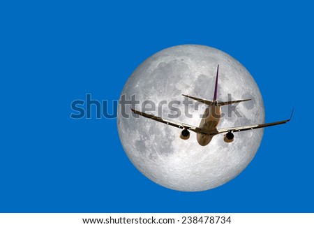 Airplane with Moon in background \