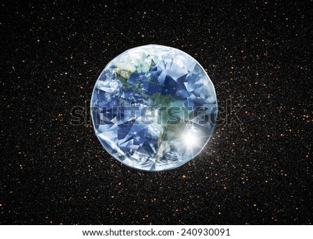beautiful diamond with the planet earth  \