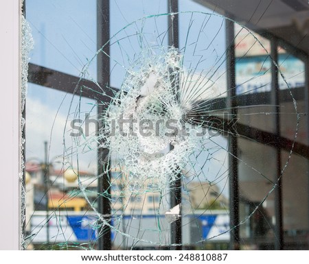 broken house window glass