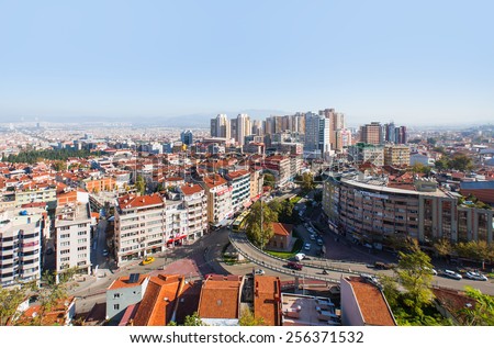 BURSA, TURKEY - OCTOBER 19 : General view of Bursa City on october 19, 2014 in Bursa, Turkey. Bursa is 5th biggest city in Turkey