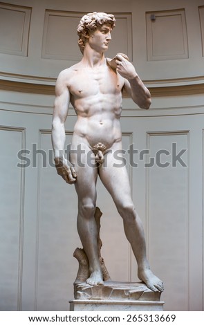 David Statue by Michelangelo in Galleria dell\'Accademia (uffizi museum) in Florence. Italy.