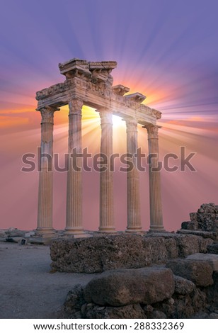 ancient ruins Apollo Temple Roman Empire, Side, Turkey