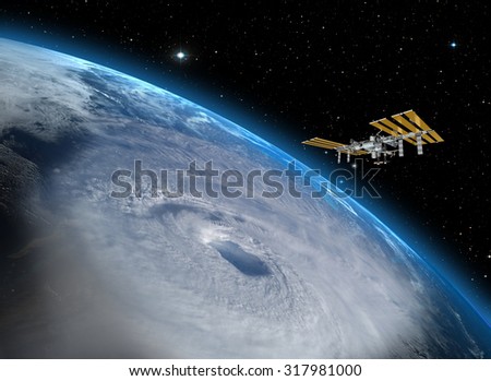 Giant hurricane seen from the space\