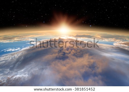 Planet Earth with a spectacular sunset. .\