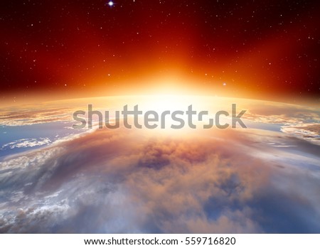 Planet Earth with a spectacular sunset. .