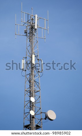 phone base station with TV and wireless internet antennas