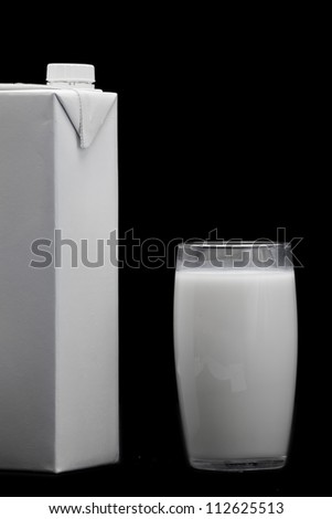 Blank milk box and glass