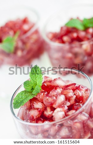Pomegranate with yogurt dessert