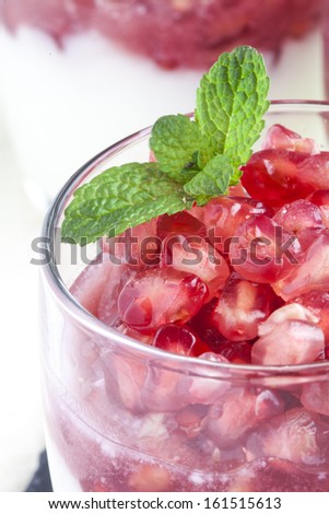 Pomegranate with yogurt dessert