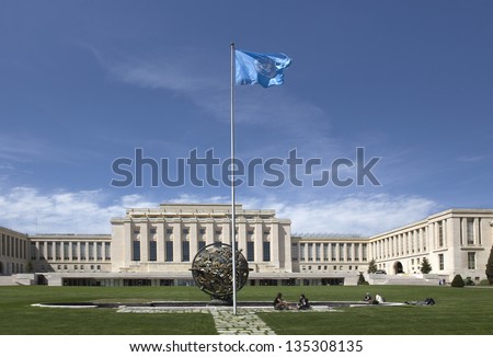 GENEVA Ã¢Â?Â?APRIL 15: United Nations April 15, 2013 in Geneva, Switzerland. The United Nations was established in Geneva in 1947 and is the second largest UN office.