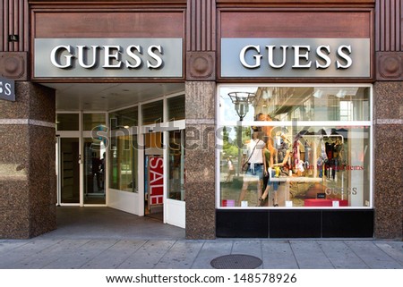 Geneva - August 3: A Retail Outlet For Guess On August 3, 2013 In Geneva, Switzerland. Guess Operates 512 Stores In The U.S. And Canada And 320 Stores Outside Of The U.S. And Canada In 2013.
