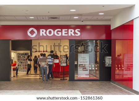 OTTAWA, CANADA - SEPTEMBER 4: A retail outlet for Rogers September 4, 2013, Ottawa, Canada. Rogers Communications Inc. is a diversified public Canadian communications and media company.