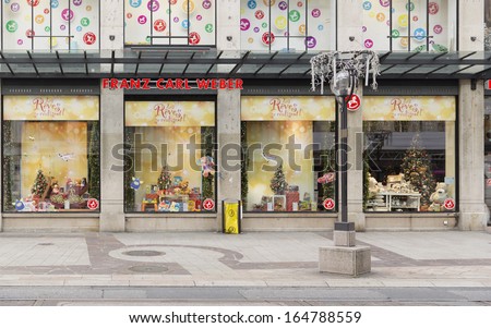 GENEVA Ã¢Â?Â? NOVEMBER 17: A Franz Carl Weber toy stores outlet, November 17, 2013, Geneva, Switzerland. Founded in 1881,  Franz Carl Weber has 19 toy stores in Switzerland.