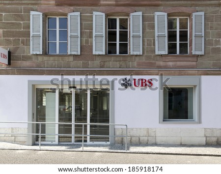 COPPET, SWITZERLAND  APRIL 6, 2014: A branch of UBS bank.   UBS is a global firm providing financial services in over 50 countries.