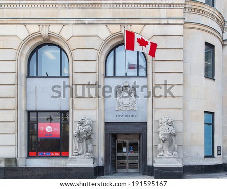 OTTAWA, CANADA - April 17, 2014: A branch of the Canadian Post Office. In 2013 the Group reported an operating loss of $193 million and the Post segment an operating loss of $269 million.
