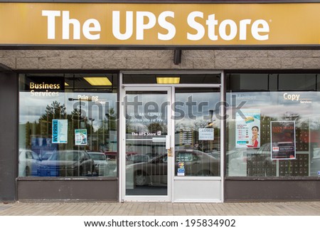 OTTAWA, CANADA Ã¢Â?Â? MAY 17, 2014: A UPS store. In 2012, UPS had revenue of $54.1 billion, 397,600 employees and delivered 4.1 billion packages daily in 220 countries to 8.8 million customers.