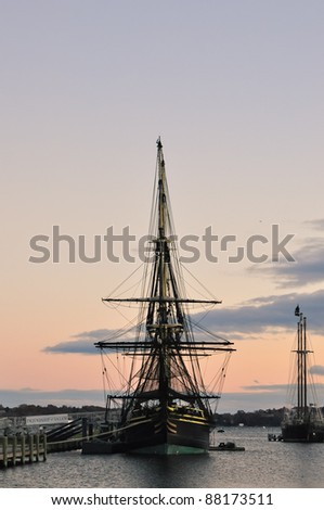Friendship of Salem in sunset, it is an old historic ship in Salem, America