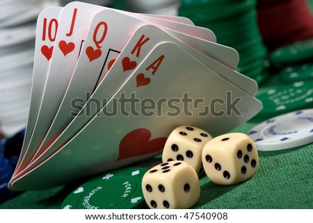 playing card chips and dice