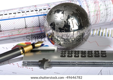 clock, puzzle, globe, diagram, finance, economics, business, chart, model, graph, diagram, concept, idea, table, schedule, list, paradigm, calculator, pen