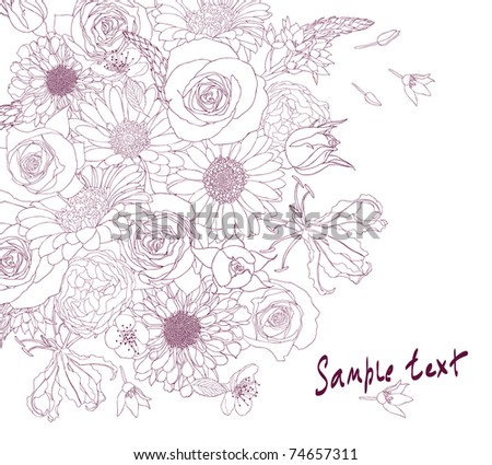 Bouquet Of Flowers Stock Vector Illustration 74657311 : Shutterstock