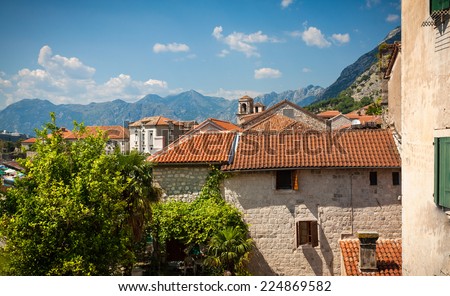 Beautiful view of red roofs of ancient european city