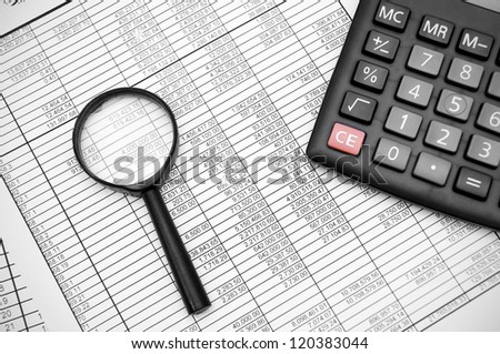 The calculator and magnifier on documents.
